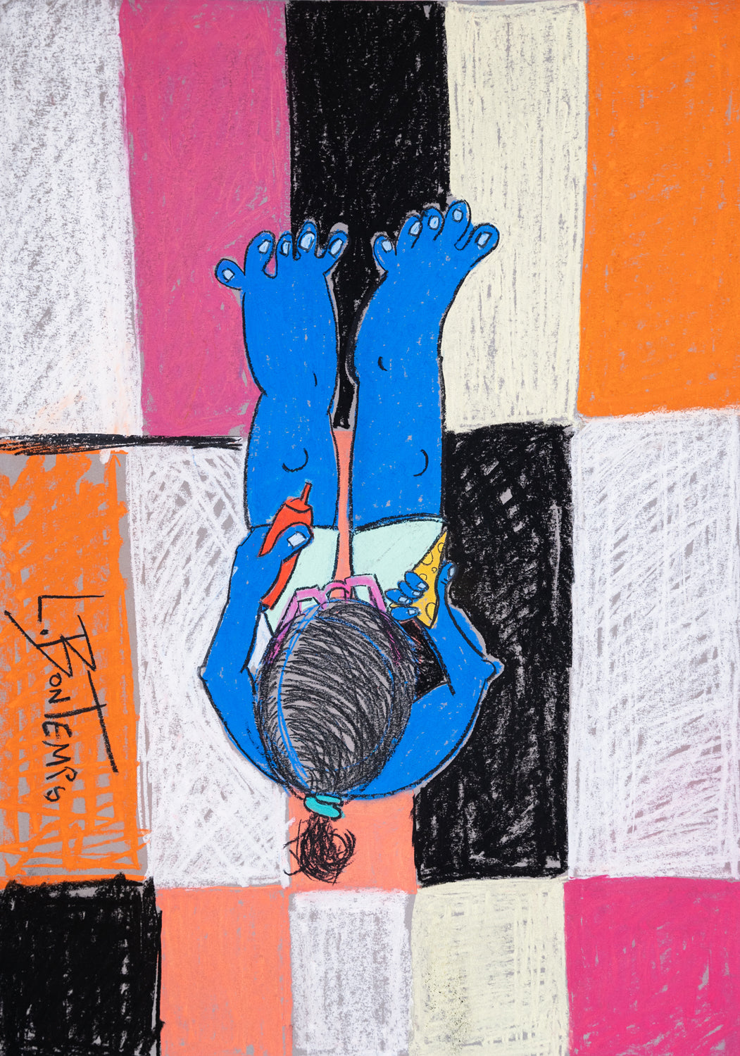 Girl having Cheese and Ketchup