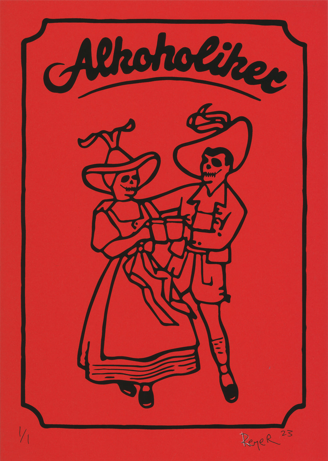 Alkoholiker Unikat schwarz/rot