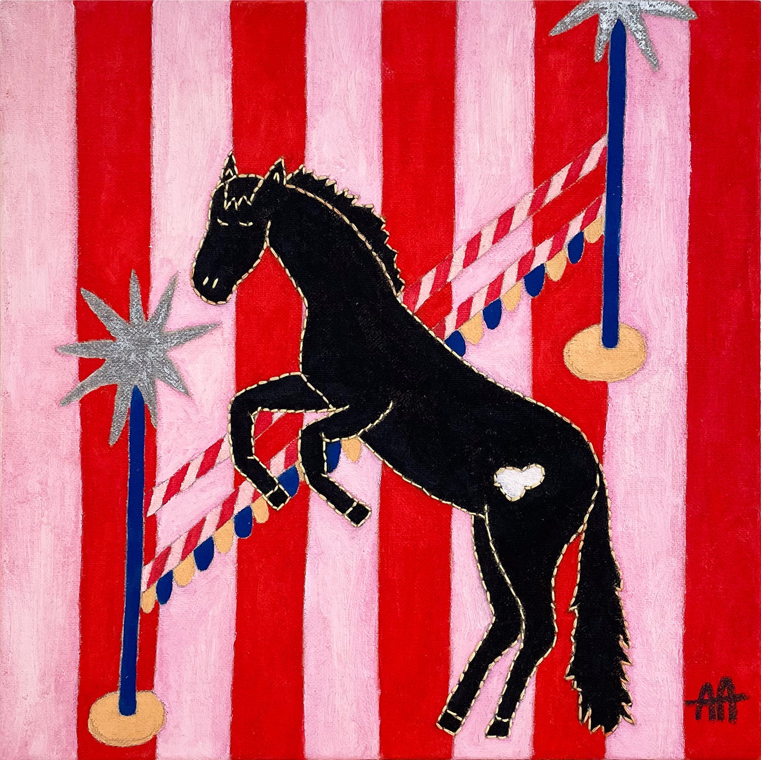 Striped Horses Pink